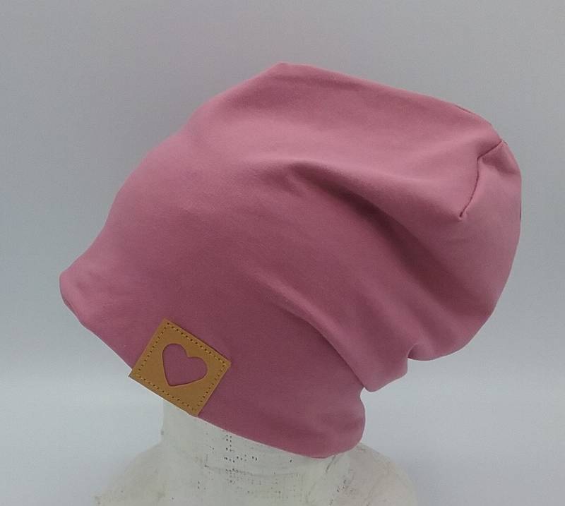 Altrosa Beanie, Mütze, Mädchen, Label Herz, Babymütze, Wendemütze von MartinaBormann