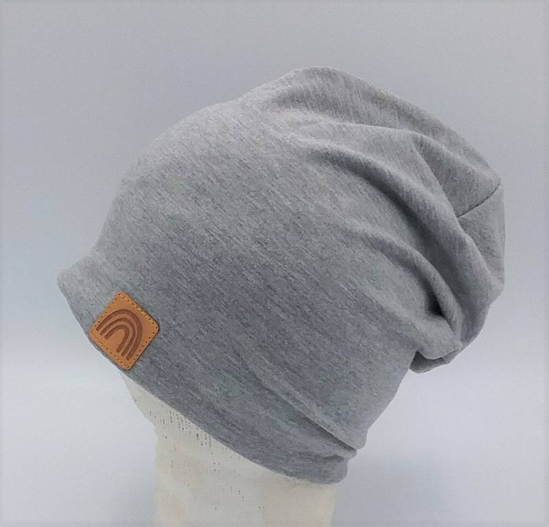 Beanie Mütze Für Kinder Und Erwachsene, Hellgrau, Label Regenbogen, Hipster von MartinaBormann