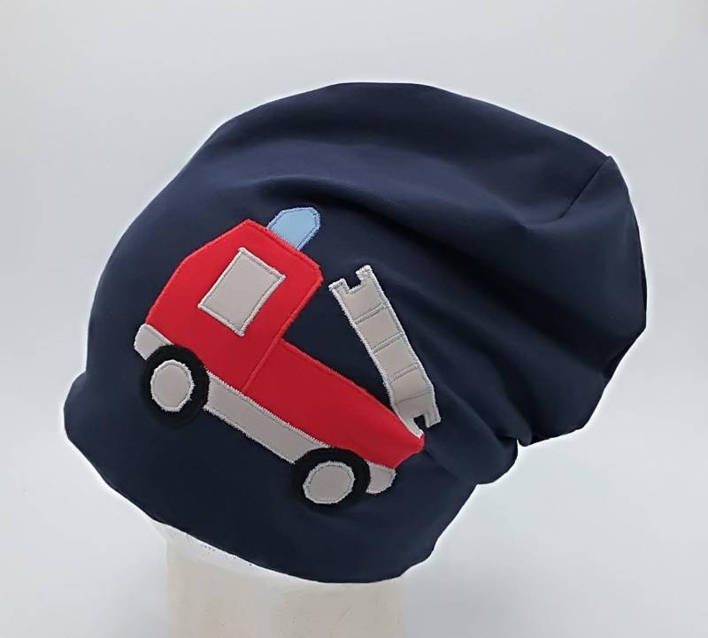 Blaue Mütze, Beanie Für Jungen, Feuerwehrauto , Slouchy, Babymütze von MartinaBormann