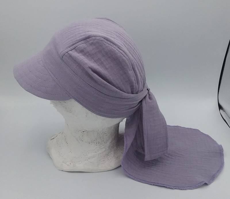 Musselin Bandana, Kopftuch, Mädchen, Fliederfarben, Schirm, Nackenschutz von MartinaBormann