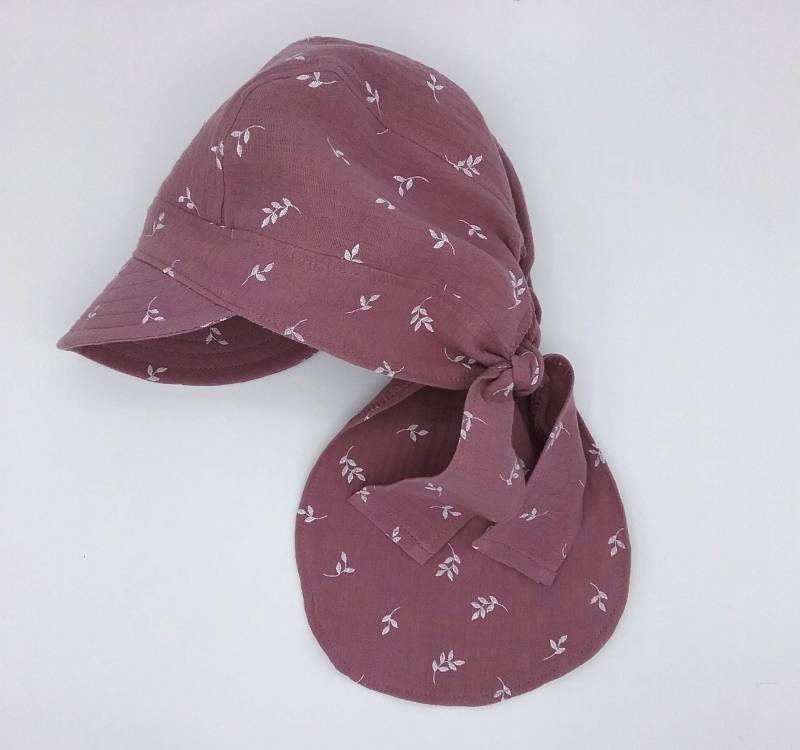 Musselin Bandana, Kopftuch, Mädchen, Mauve Mit Weißen Blättern, Schirm, Nackenschutz von MartinaBormann