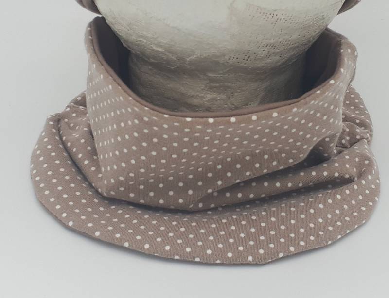 Schal Für Mädchen Hellbraun Mit Weißen Punkten, Loop, Schlupfschal, Halssocke von MartinaBormann