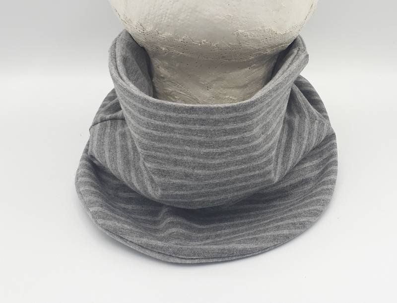 Schal Loop Halssocke Für Kinder Grau Meliert Gestreift, Babyschal von MartinaBormann