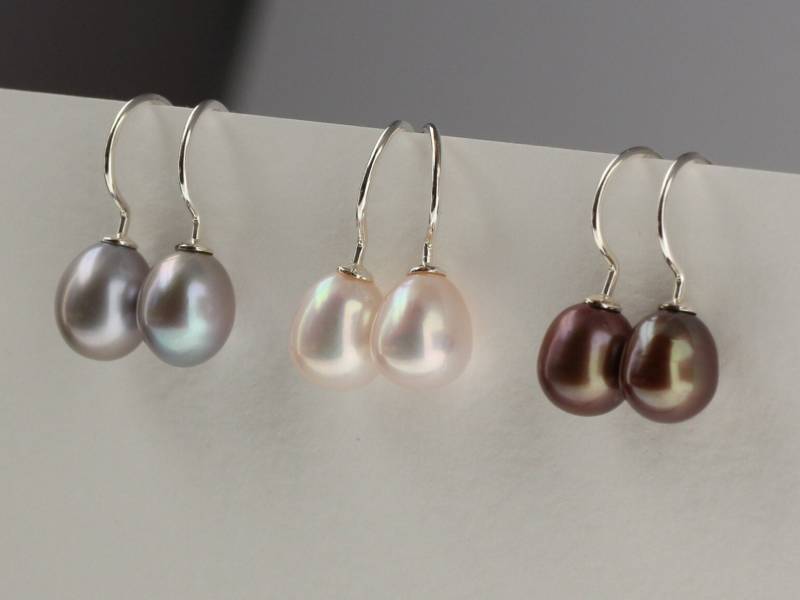 Bügelohrhänger, Tropfenperle, Versch. Farben, Aaaa, 925 Silber, Verschiedene Größen von MartinaMerkleSchmuck