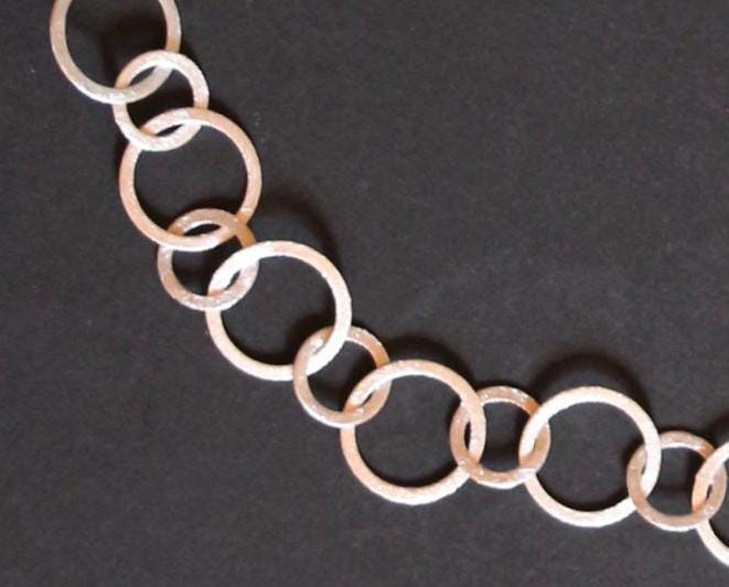 Gliederkette, 925 Silber, Große Kreise, Eismatt, Ösenkette von MartinaMerkleSchmuck