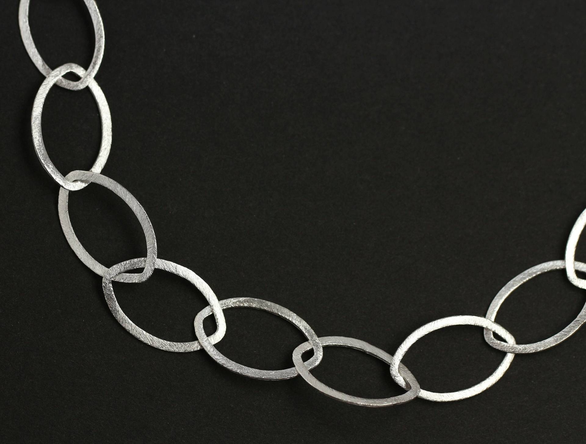 Gliederkette, 925 Silber, Große Navette, Eismatt, Ösenkette von MartinaMerkleSchmuck