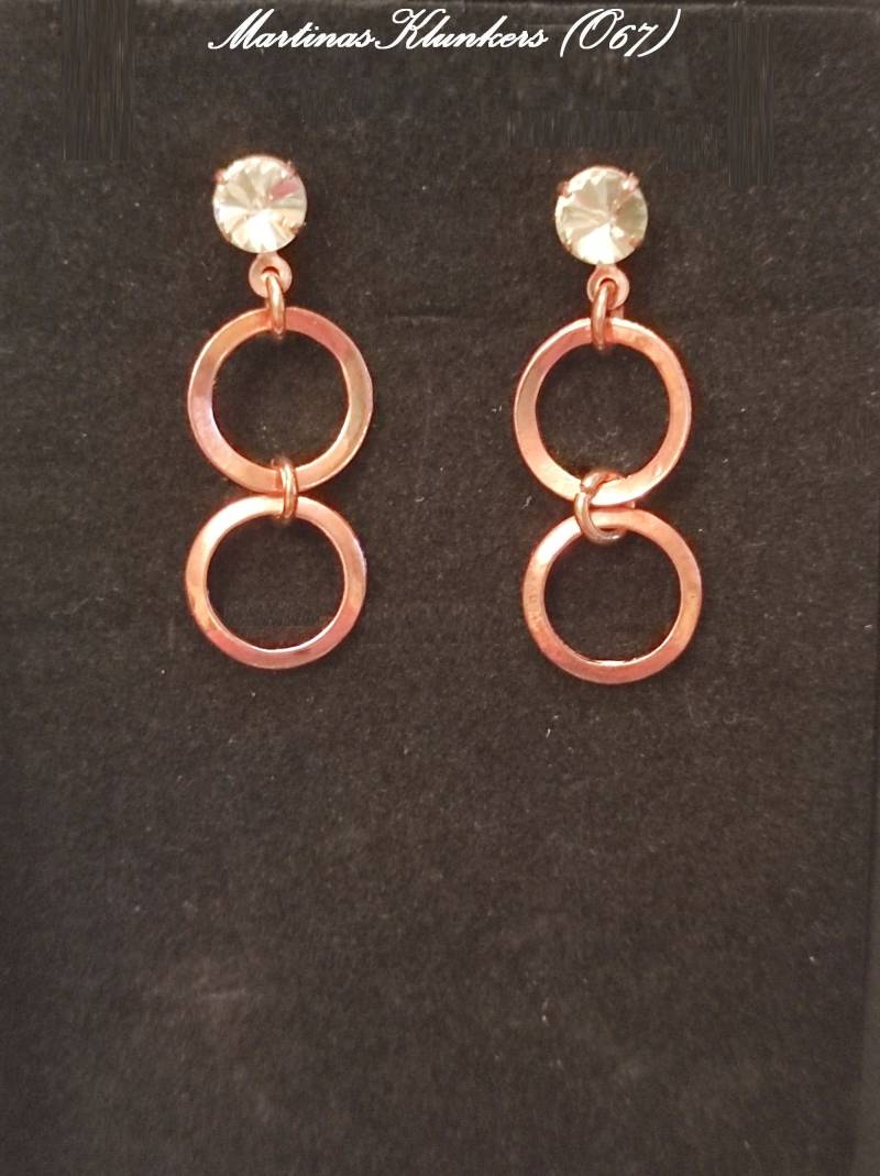 Doppelring-Ohrstecker Mit Strass in Rosegold | O 67 von MartinasKlunkers