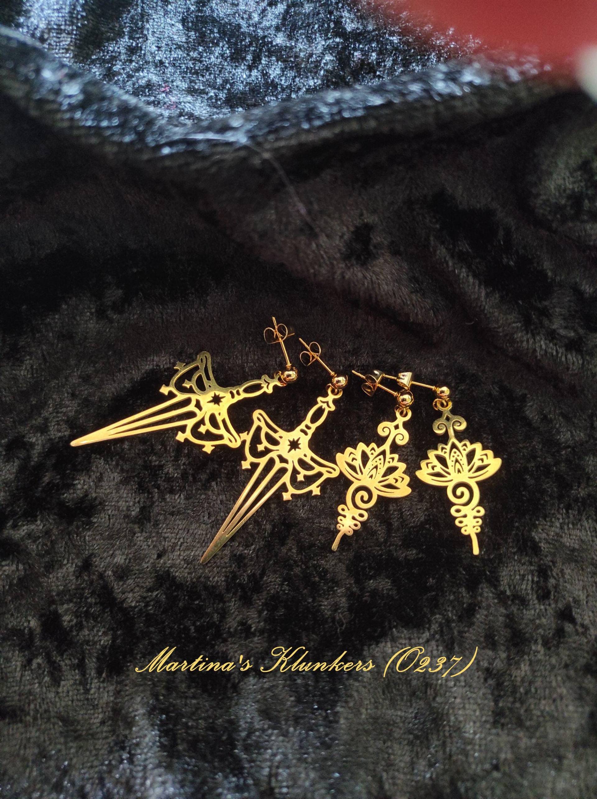 Ethno-Edelstahl-Ohrstecker Mit Schwert - Oder Blumenornament | O 237 von MartinasKlunkers