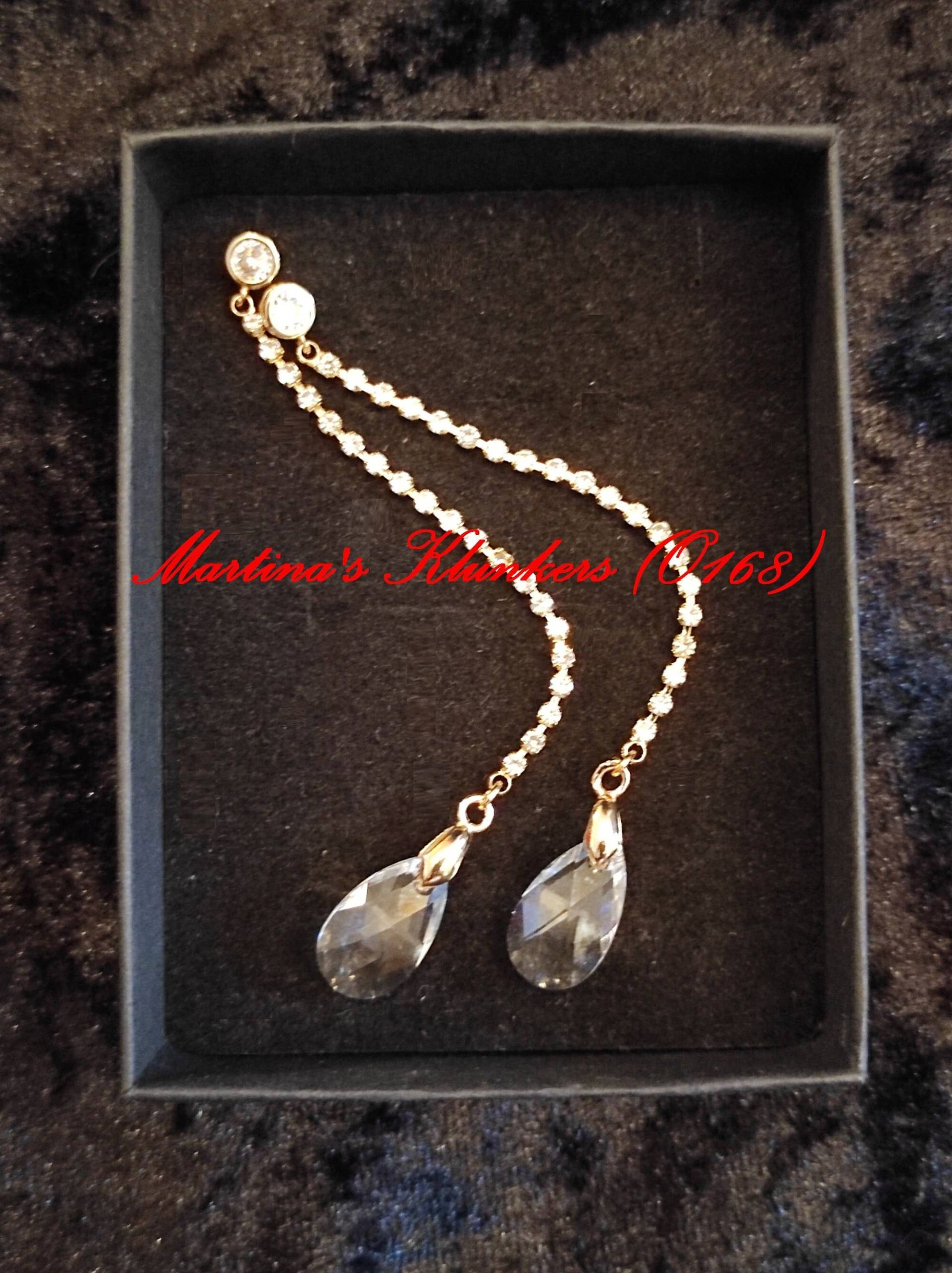 Extralange Ohrstecker Mit Zirkonia Und Swarovski-Pendant | O 168 von MartinasKlunkers