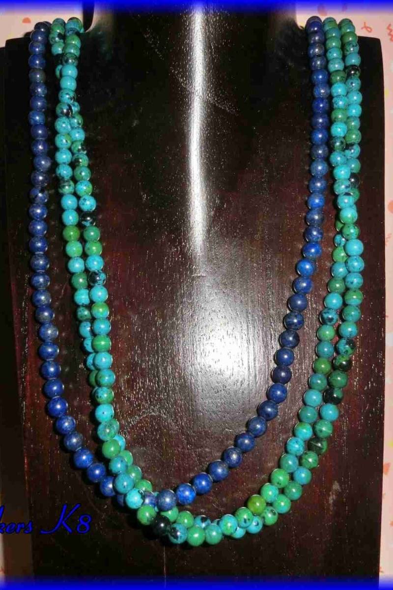 Langkette, 3Reihig, Chrysokoll Und Lapislazuli | K8 von MartinasKlunkers