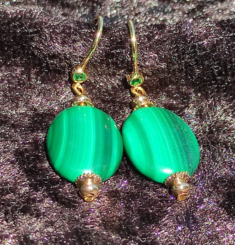 Malachitohrringe Oval | O 182 von MartinasKlunkers