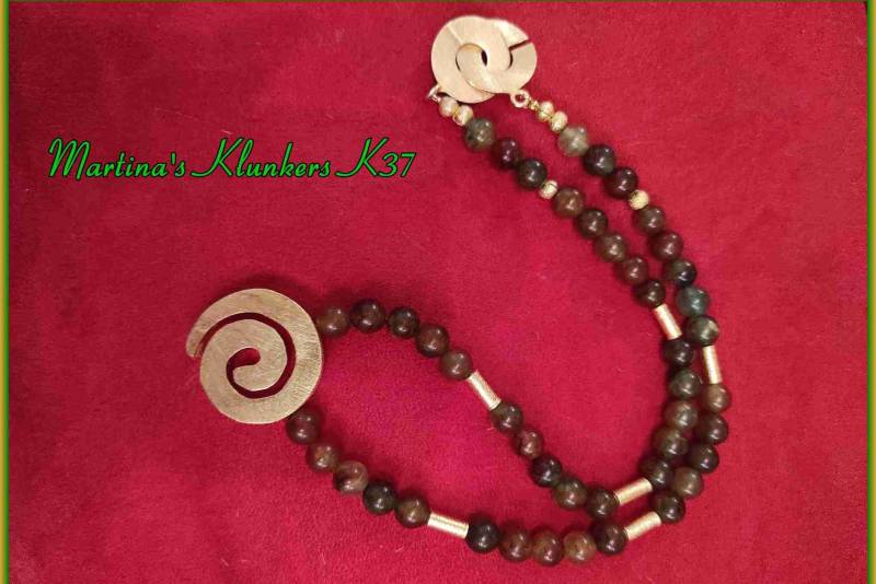 Perlenkette Aus Drachenvenen-Achat Mit Sonnenspirale | K37 von MartinasKlunkers