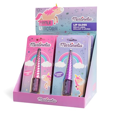 MARTINELIA - Einhorn-Gloss für Kinder – aromatisierter Lipgloss für Mädchen – ungiftiges Kinder-Make-up – zufälliges Modell Erdbeere oder Blaubeere – 1 Stück von Martinelia
