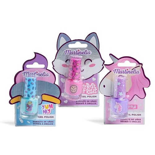 MARTINELIA - Nagellack auf Wasserbasis – Make-up für Kinder, Mädchen, lustig und farbenfroh – ungiftig – Modell zufällig (Blau, Rosa, Violett) – 1 Stück von Martinelia