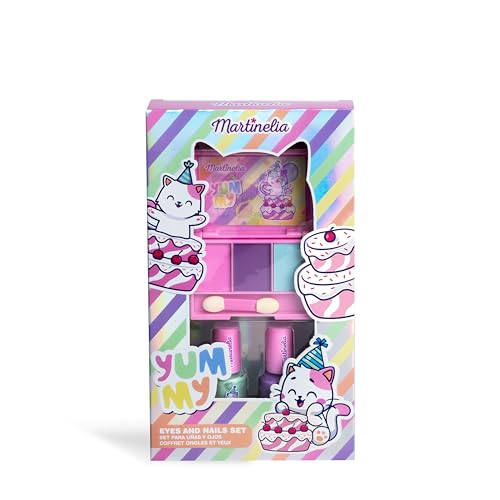 MARTINELIA - Set mit 2 Nagellacken auf Wasserbasis und Palette mit 3 Lidschatten für Kinder – Make-up-Koffer für Mädchen – ohne Schadstoffe – Geschenk für Mädchen ab 3 Jahren von Martinelia