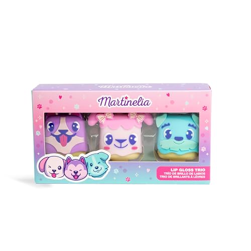 MARTINELIA Trio Gloss für Kinder – Schlüsselanhänger Gloss – Beauty-Set Welpe zu knackig – feuchtigkeitsspendende Lippenpflege – Geschenk für Mädchen – 1 Einheit von Martinelia