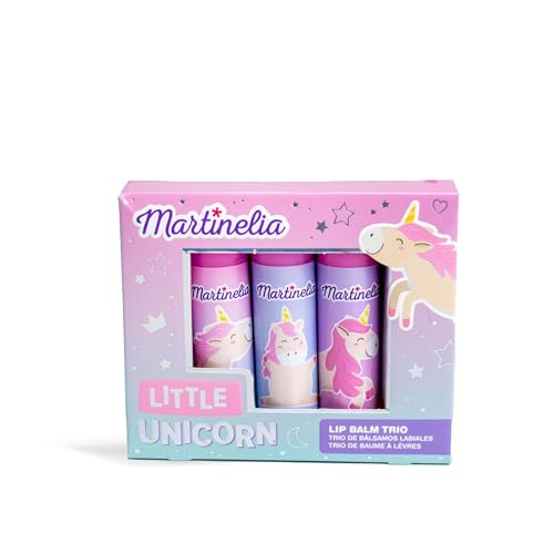 MARTINELIA - Trio Lippenbalsam Einhorn für Kinder – Sortiment mit 3 Lippenbalsam – feuchtigkeitsspendende Lippenstifte – Geschenk für Mädchen von Martinelia