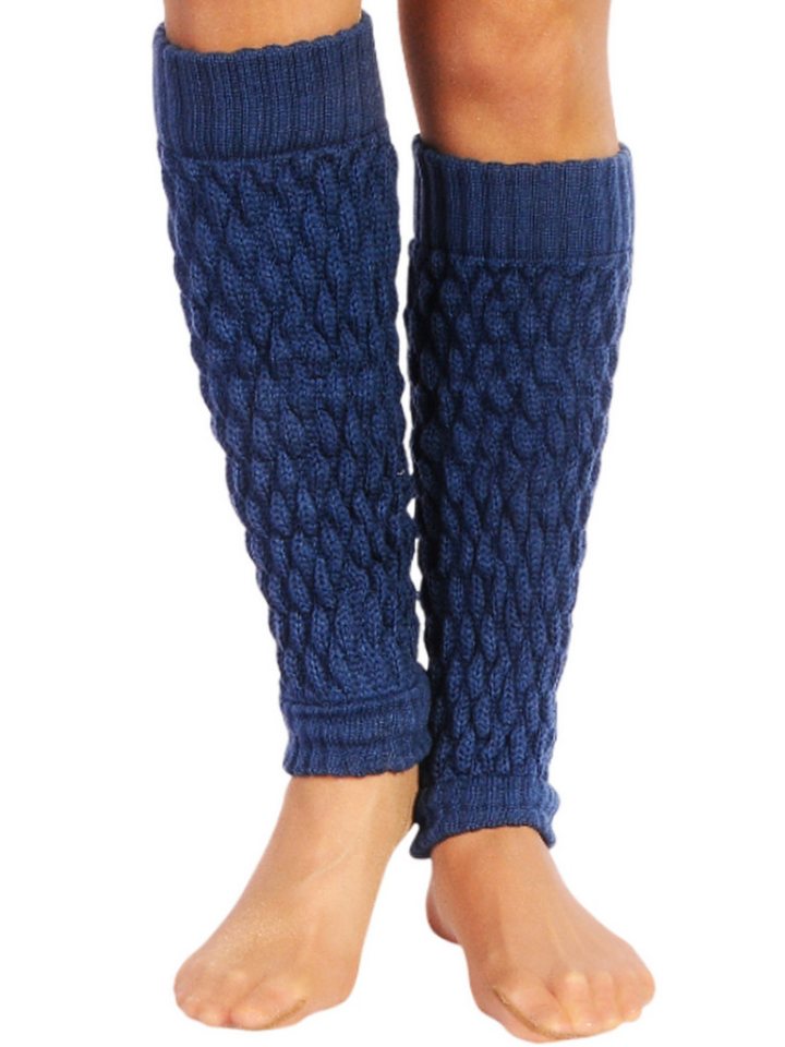 Martinex Beinstulpen Stulpen in Jeansblau elegante Beinwärmer Damen Frauen Strickstulpen elastisch, weich, in Blau von Martinex