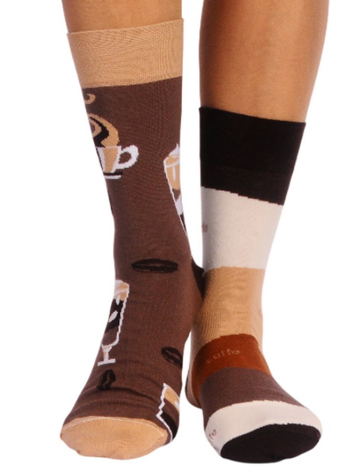 Martinex Socken 1 Paar Strümpfe mit Kaffee Muster socks unisex für Damen, Herren, Kinder, 34 35 36 37 38 39 40 41 42 43 44 45 46 von Martinex