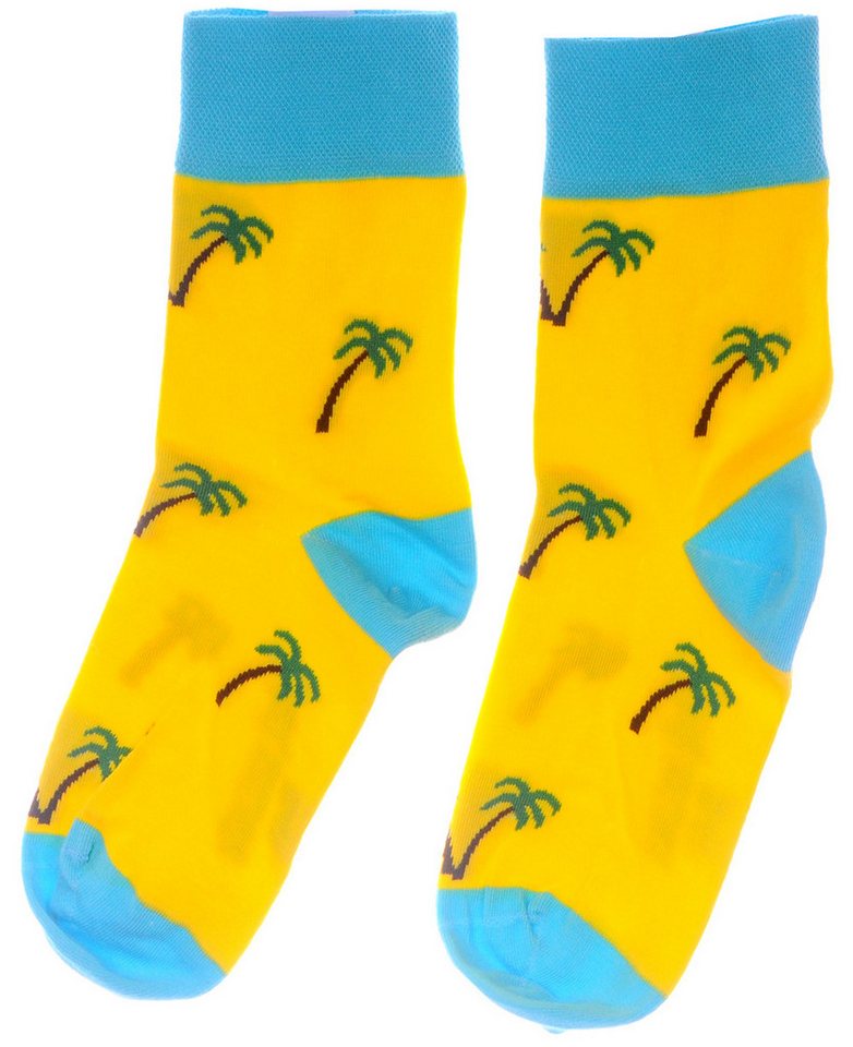 Martinex Socken Bunte Socken in Gelb mit Palmen Muster socks für Damen Herren Kinder neutral 43 35 36 37 38 39 40 41 42 43 44 45 von Martinex
