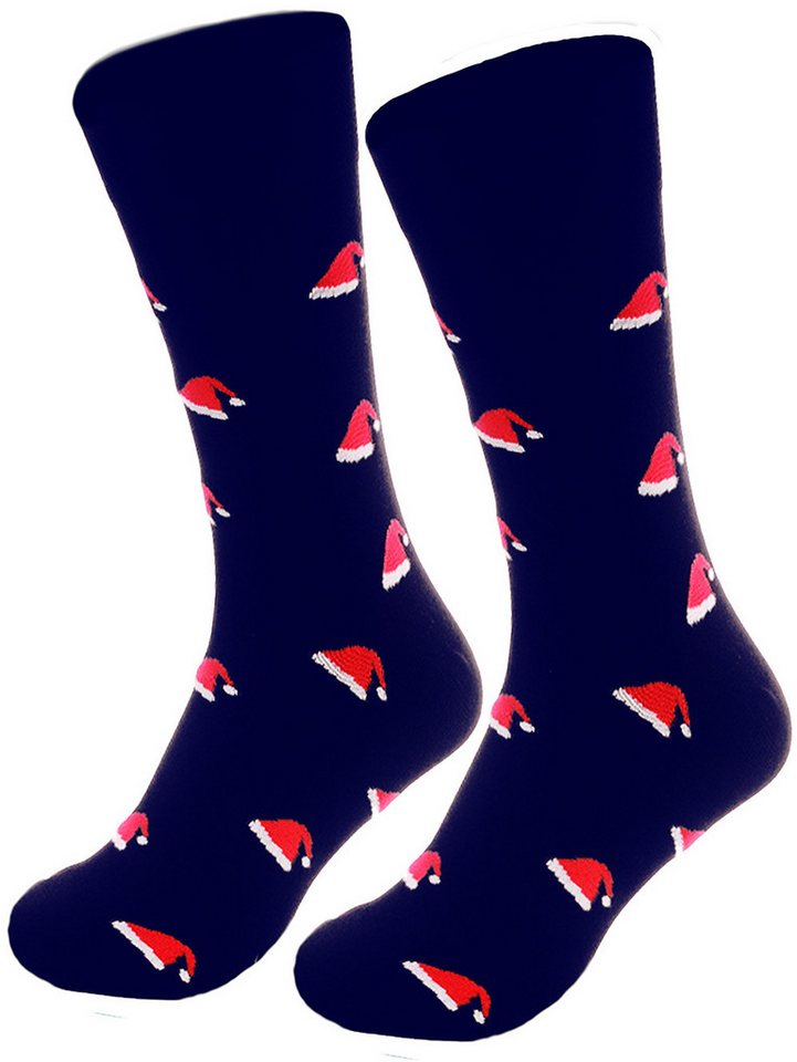 Martinex Socken Weihnachtssocken 1 Paar Strümpfe mit Weihnachtsmützen neutral (1 Paar, für Damen Herren Kinder, unisex) elastisch, weich, 35 36 37 38 39 40 41 42 43 44 45 46 von Martinex