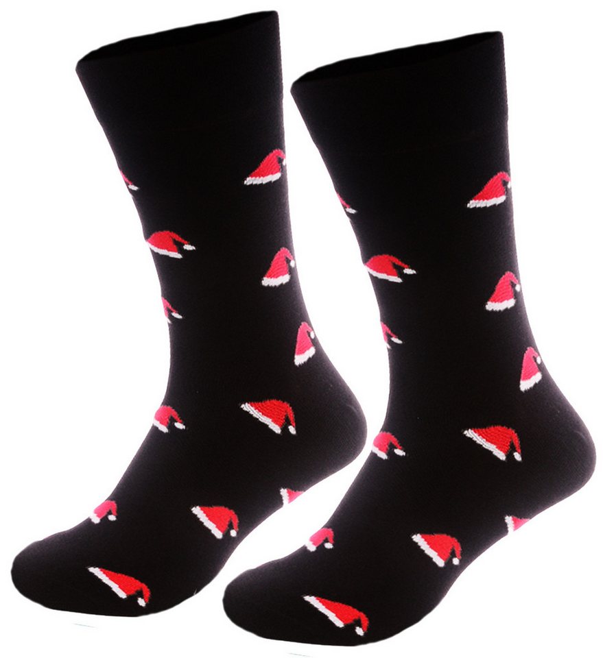 Martinex Socken Weihnachtssocken 1 Paar Strümpfe mit Weihnachtsmützen neutral (1 Paar, für Damen Herren Kinder, unisex) elastisch, weich, 35 36 37 38 39 40 41 42 43 44 45 46 von Martinex