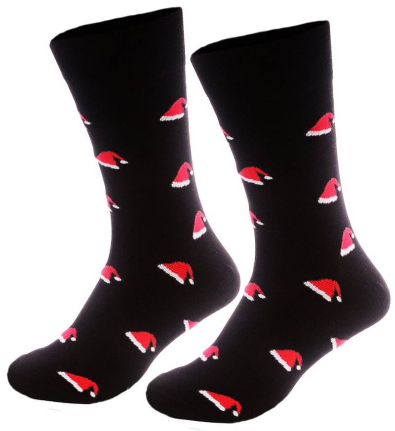 Martinex Socken Weihnachtssocken 1 Paar Strümpfe mit Weihnachtsmützen neutral (1 Paar, für Damen Herren Kinder, unisex) elastisch, weich, 35 36 37 38 39 40 41 42 43 44 45 46 von Martinex
