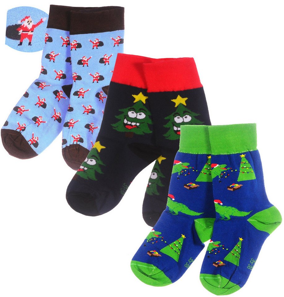 Martinex Socken Weihnachtssocken Geschenk Set 3 Paar socks Strümpfe unisex elastisch, weich, bunt, 34 35 36 37 38 39 40 41 42 43 44 45 von Martinex