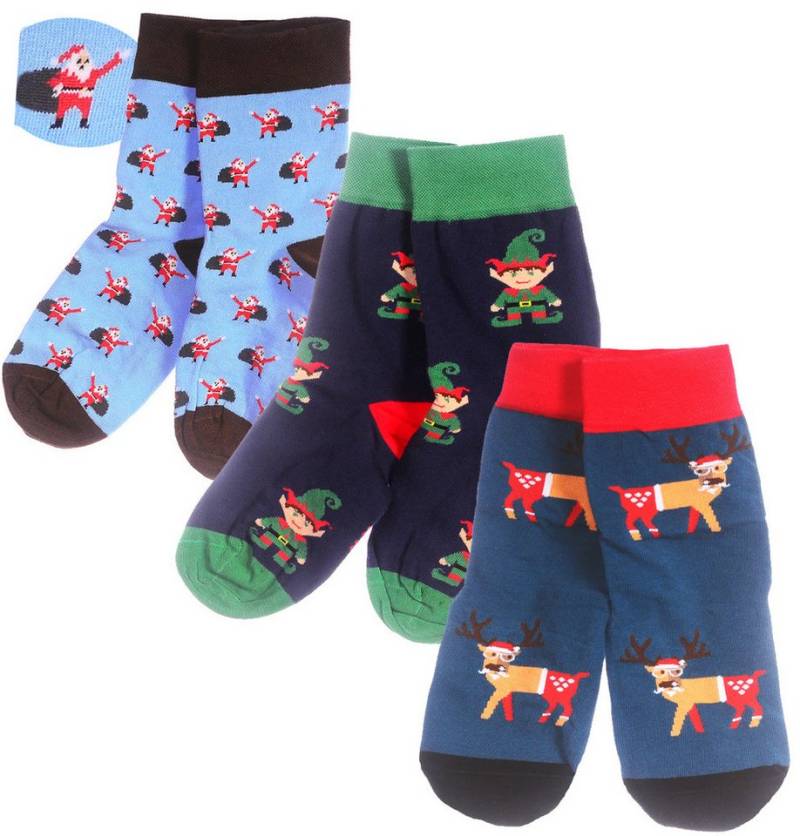 Martinex Socken Weihnachtssocken Geschenk Set 3 Paar socks Strümpfe unisex elastisch, weich, bunt, 34 35 36 37 38 39 40 41 42 43 44 45 von Martinex