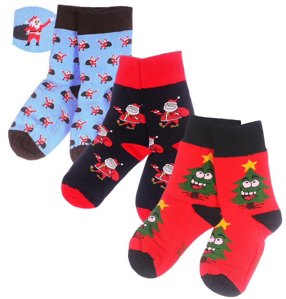 Martinex Socken Weihnachtssocken Geschenk Set 3 Paar socks Strümpfe unisex elastisch, weich, bunt, 34 35 36 37 38 39 40 41 42 43 44 45 von Martinex