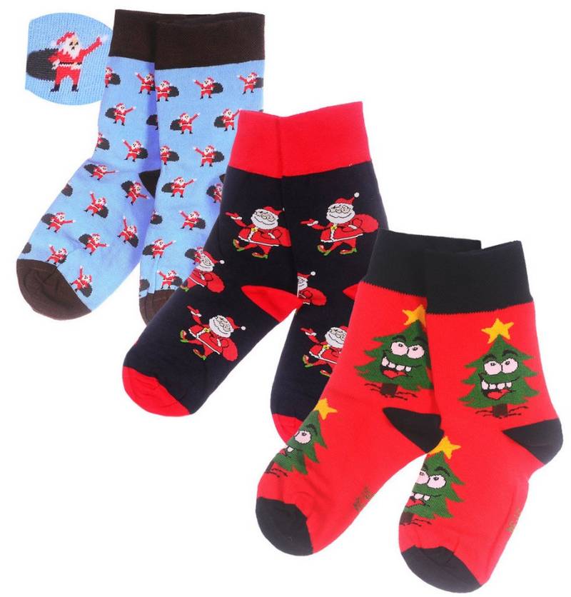 Martinex Socken Weihnachtssocken Geschenk Set 3 Paar socks Strümpfe unisex elastisch, weich, bunt, 34 35 36 37 38 39 40 41 42 43 44 45 von Martinex