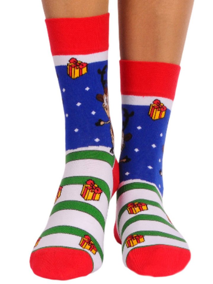 Martinex Socken Weihnachtssocken bunte weihnachtliche Strümpfe socks unisex, 34 35 36 37 38 39 40 41 42 43 44 45 46, gestreift von Martinex