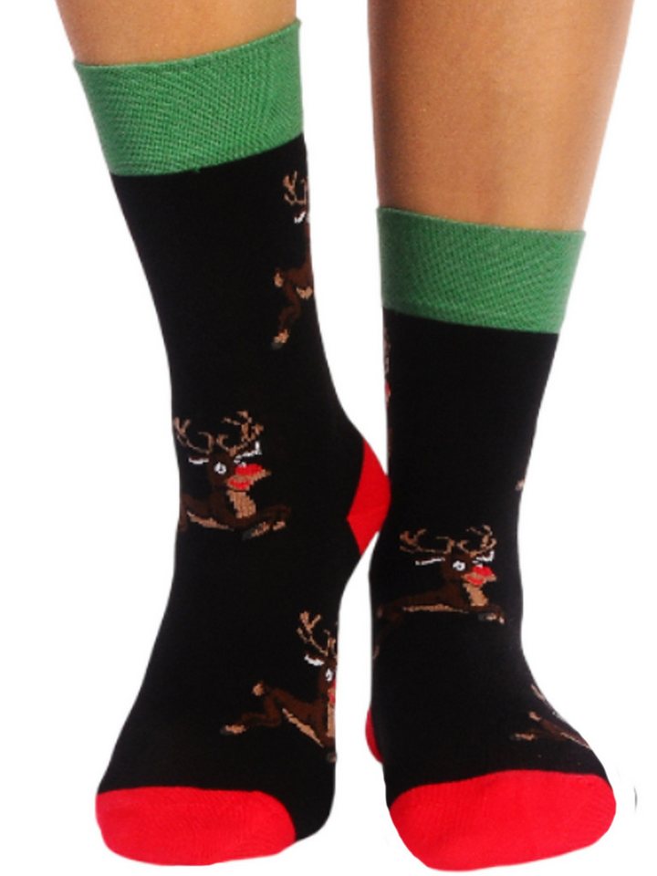 Martinex Socken Weihnachtssocken socks weihnachtlich 1 Paar Strümpfe in schwarz (1 Paar für Damen, Herren und Kinder) neutral, 34 35 36 37 38 39 40 41 42 43 44 45 46 unisex von Martinex