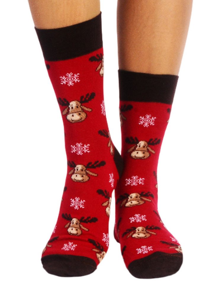 Martinex Socken Weihnachtssocken weihnachtliche socks Strümpfe in Weinrot (1 Paar, unisex für Damen, Herren und Kinder) neutral, 34 35 36 37 38 39 40 41 42 43 44 45 46 von Martinex