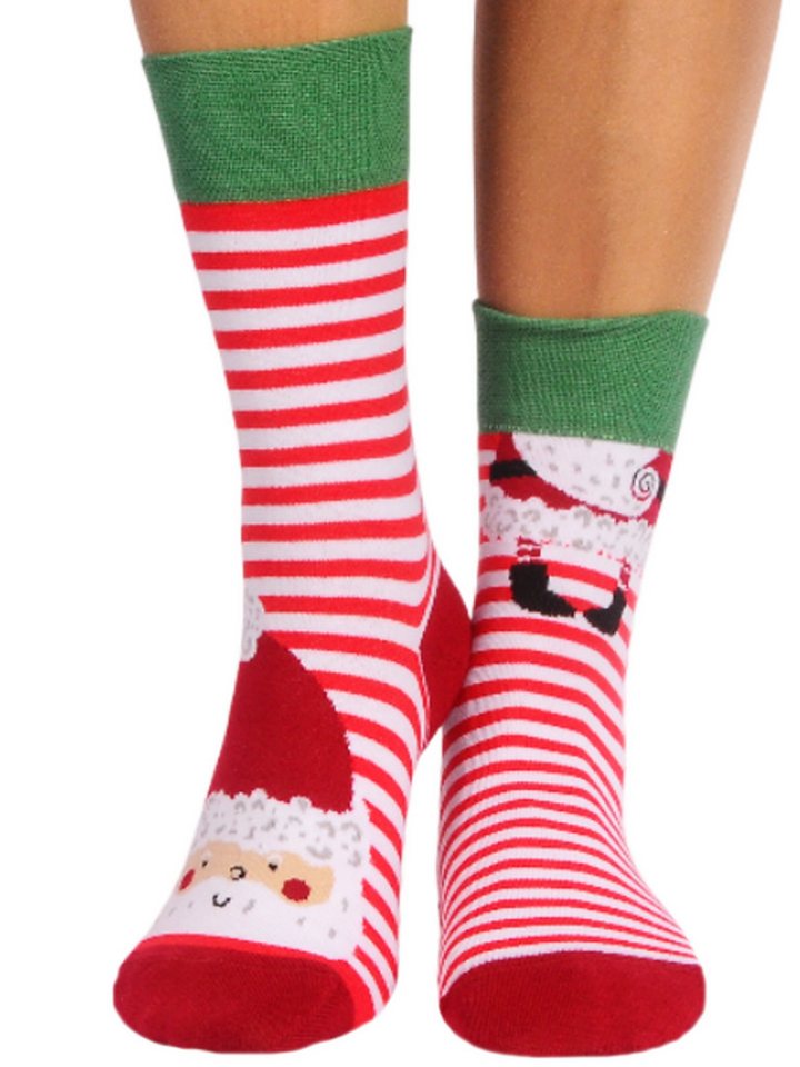 Martinex Socken Weihnachtssocken weihnachtliche socks in rot gestreift Strümpfe neutral, 34 35 36 37 38 39 40 41 42 43 44 45 46 von Martinex