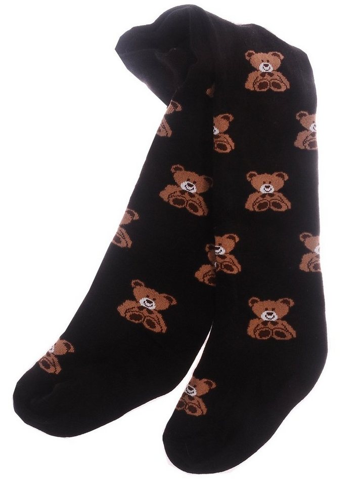 Martinex Strumpfhose Strumpfhosen für Babys und Kinder in Schwarz gemustert 92 98 weich, elastisch, mit Bären-Muster, 92 98 von Martinex