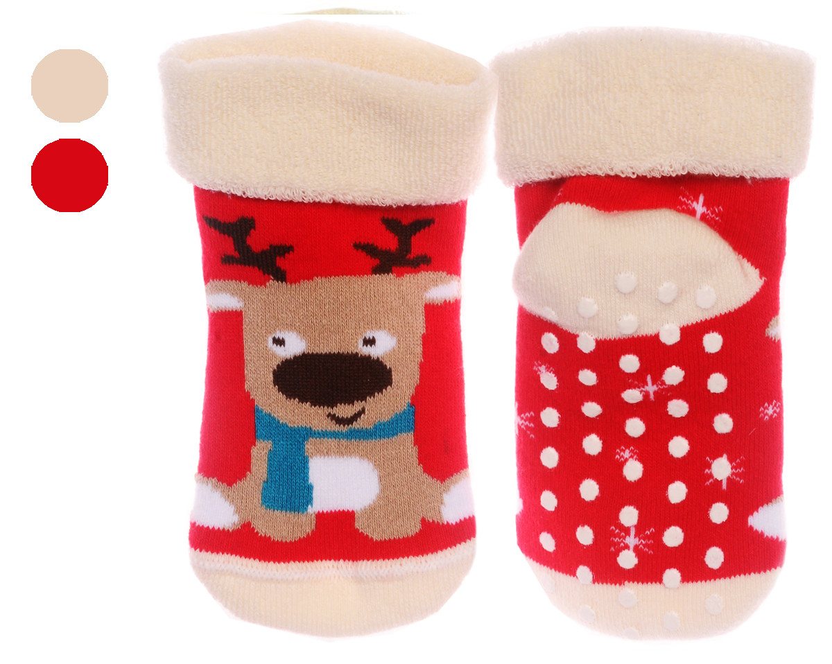 Martinex Thermosocken 1 Paar Socken Weihnachten warme Weihnachtssocken Antirutschsocken Sohle mit ABS-Noppen, für Babys und Kinder 20 22 24 26 29 31 33 35 37 von Martinex