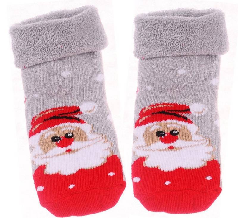 Martinex Thermosocken Baby Socken weihnachtliche Frottee Söckchen mit Weihnachtsmann mit Weihnachtsmuster, 20 21 22 23 24 25, weich, warm von Martinex