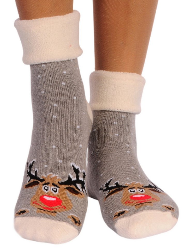 Martinex Thermosocken Haussocken Socken Weihnachten warme Weihnachtssocken mit Rentier elastisch, weich, warm, 32 33 34 35 36 37 38 39 40 41 42 von Martinex