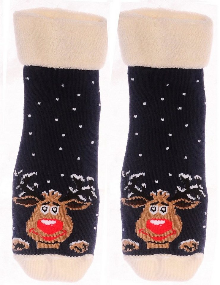 Martinex Thermosocken Socken Haussocken Frottee socks Strümpfe Weihnachten Weihnachtssocken warm, weich, 34 35 36 37 38 39 40 41 42 43 44 45 von Martinex