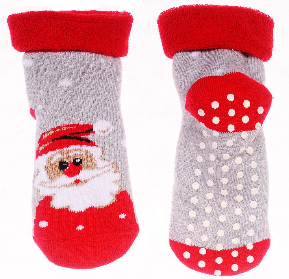 Martinex Thermosocken Socken Kleinkinder Weihnachten warme Weihnachtssocken Antirutschsocken weich, warm, genoppt, mit Santa, 20 22 24 26 28 30 32 34 von Martinex