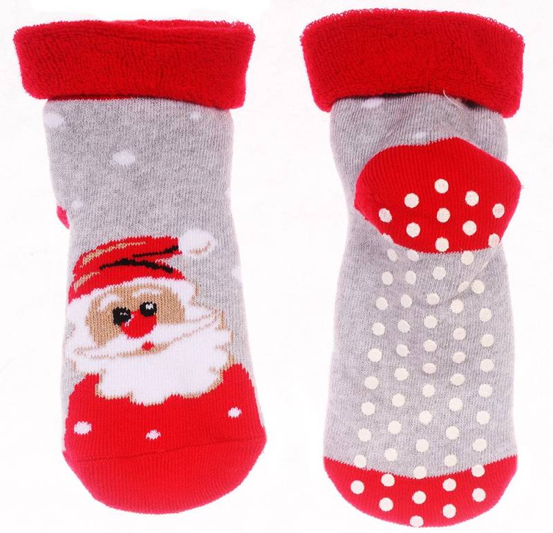 Martinex Thermosocken Socken Kleinkinder Weihnachten warme Weihnachtssocken Antirutschsocken weich, warm, genoppt, mit Santa, 20 22 24 26 28 30 32 34 von Martinex