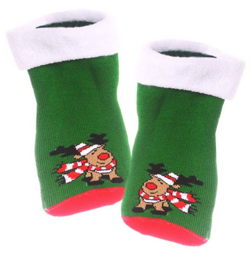 Martinex Thermosocken Socken Weihnachten warme Frottee Strümpfe Weihnachtssocken mit Rentier mit weihnachtlichem Motiv von Martinex