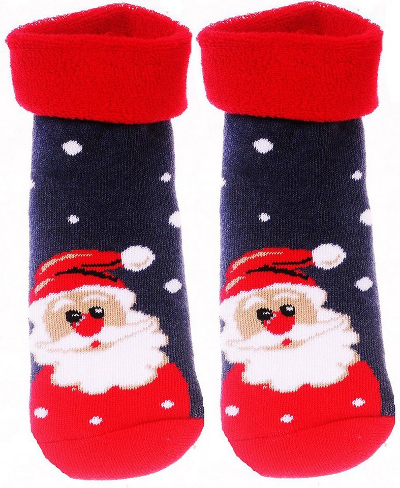 Martinex Thermosocken Socken Weihnachten warme Weihnachtssocken in Rot mit Rentier kuschelig weich, mit Weihnachtsmotiv, 35 36 37 38 39 40 41 42 von Martinex