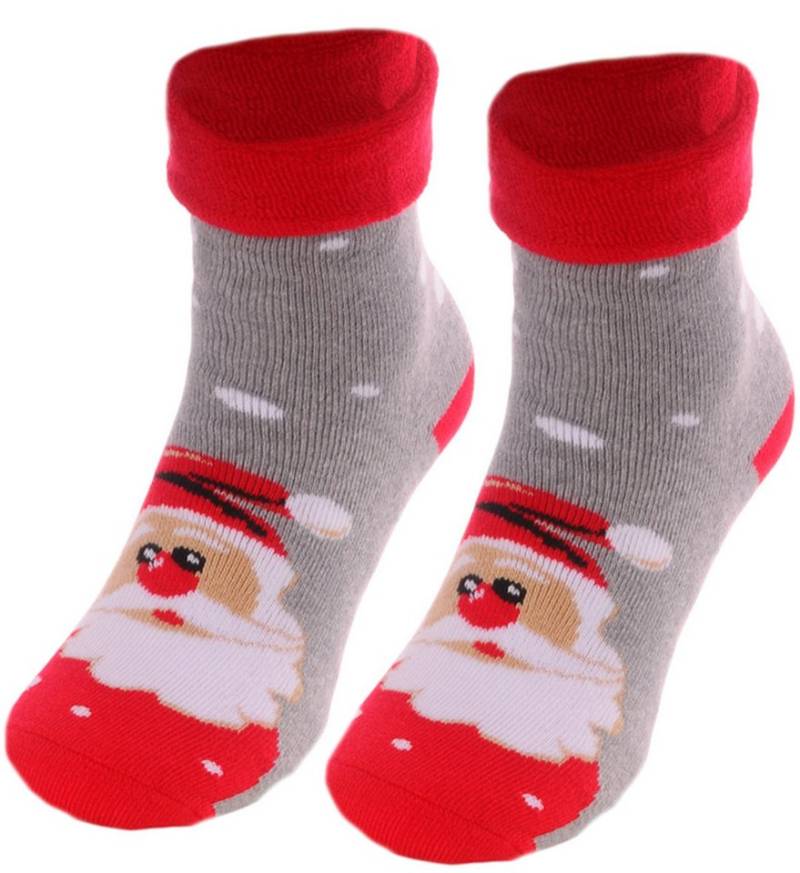 Martinex Thermosocken Socken Weihnachten warme Weihnachtssocken in Rot mit Rentier kuschelig weich, mit Weihnachtsmotiv, 35 36 37 38 39 40 41 42 von Martinex