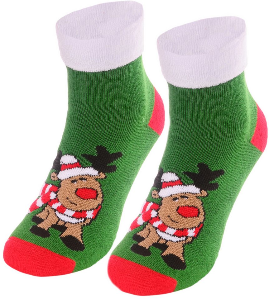 Martinex Thermosocken Socken Weihnachten warme Weihnachtssocken in Rot mit Rentier kuschelig weich, mit Weihnachtsmotiv, 35 36 37 38 39 40 41 42 von Martinex
