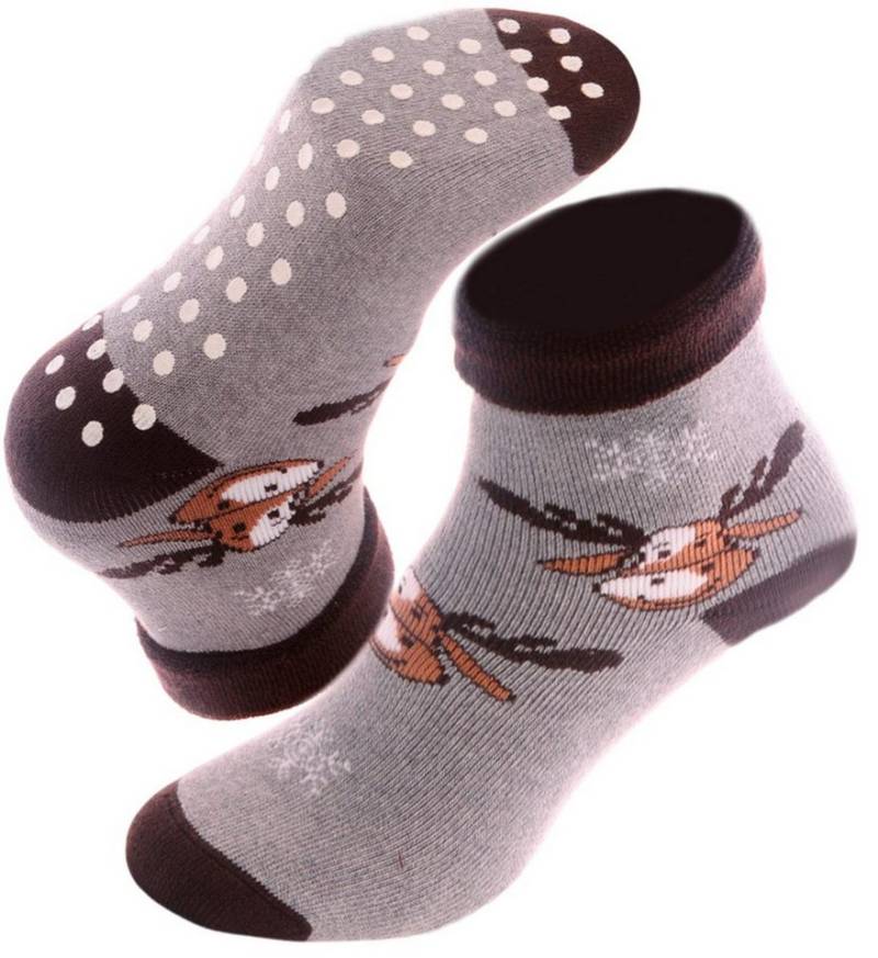 Martinex Thermosocken Warme Baby und Kinder Socken Weihnachtssocken mit ABS Sohle 32 33 34 weich, warm, mit Rentier, 32 34 35 von Martinex