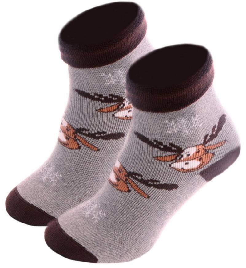 Martinex Thermosocken Weihnachtssocken aus weichem Frottee-Stoff mit Rentieren kuschelig weich, warm, weihnachtlich, 34 35 36 37 38 39 40 41 42 43 von Martinex