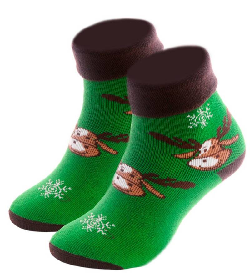Martinex Thermosocken Weihnachtssocken aus weichem Frottee-Stoff mit Rentieren kuschelig weich, warm, weihnachtlich, 34 35 36 37 38 39 40 41 42 43 von Martinex