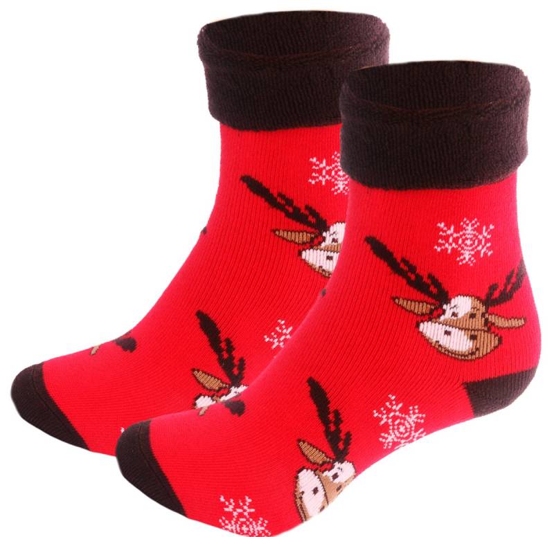 Martinex Thermosocken Weihnachtssocken aus weichem Frottee-Stoff mit Rentieren kuschelig weich, warm, weihnachtlich, 34 35 36 37 38 39 40 41 42 43 von Martinex